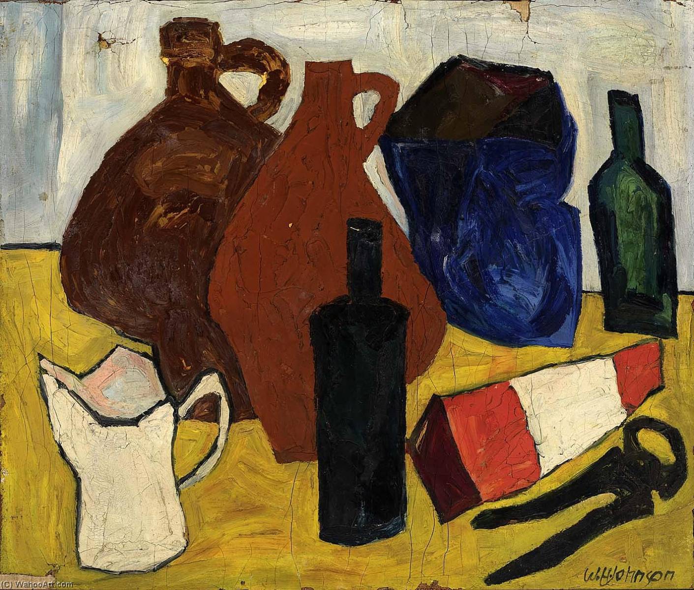 Wikioo.org - The Encyclopedia of Fine Arts - Painting, Artwork by William Henry Johnson - Still Life Bottles, Jugs, Pitcher