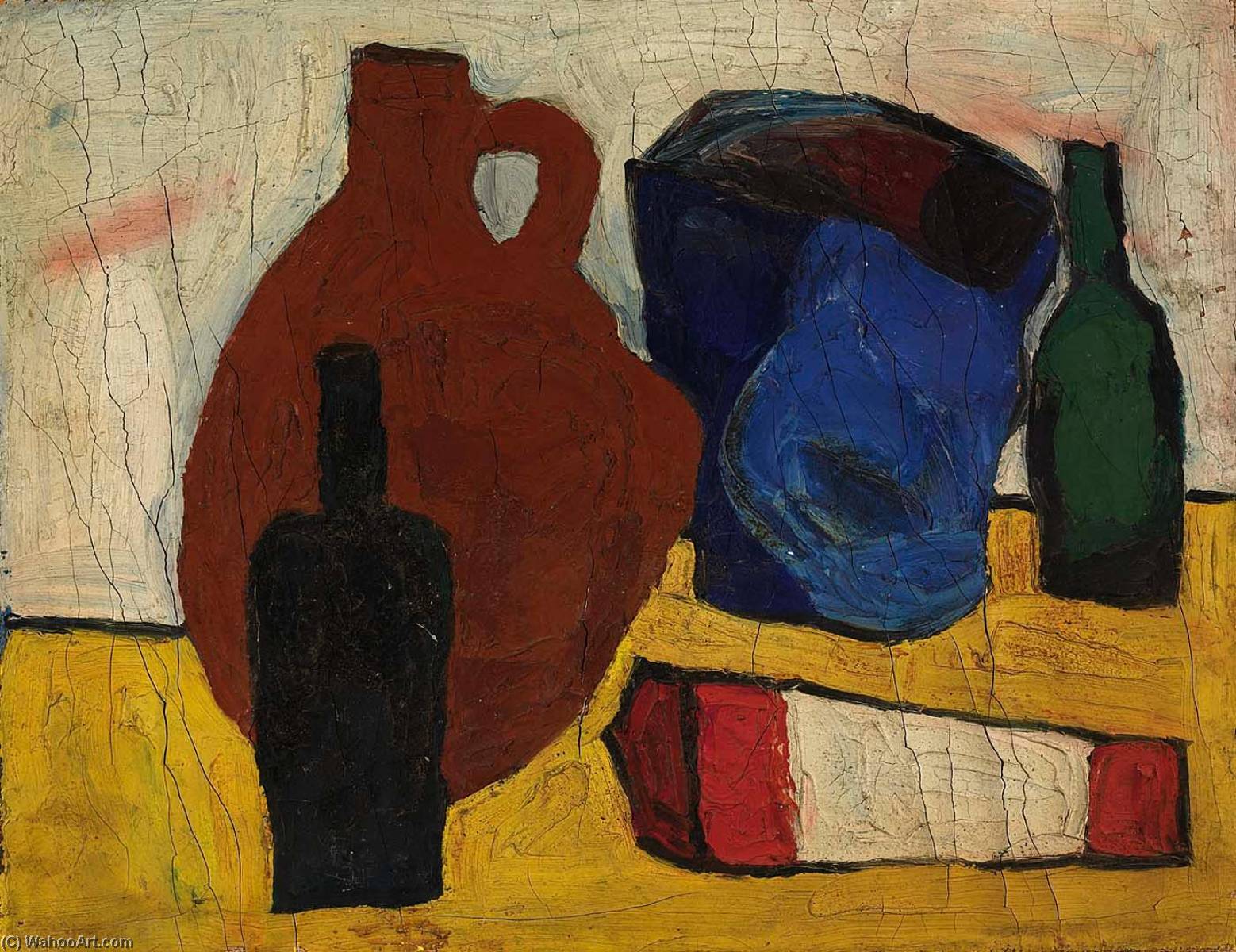 Wikioo.org - The Encyclopedia of Fine Arts - Painting, Artwork by William Henry Johnson - Still Life Jug, Bottles