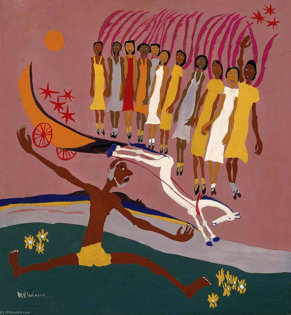 Wikioo.org - The Encyclopedia of Fine Arts - Painting, Artwork by William Henry Johnson - Swing Low, Sweet Chariot