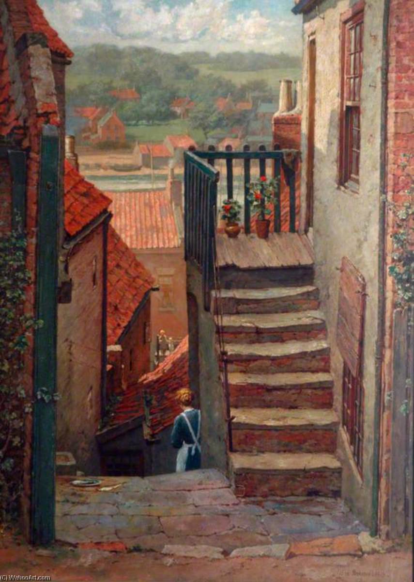 Wikioo.org - The Encyclopedia of Fine Arts - Painting, Artwork by Elias Bancroft - Whitby, View of a Backstreet