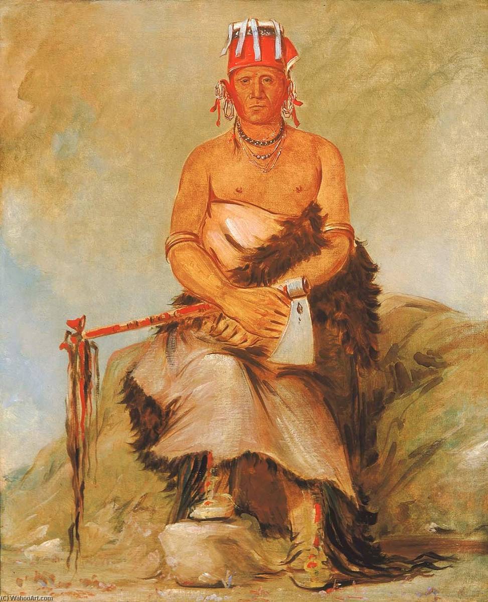 Wikioo.org - The Encyclopedia of Fine Arts - Painting, Artwork by George Catlin - A'h sha la cóots ah, Mole in the Forehead, Chief of the Republican Pawnee