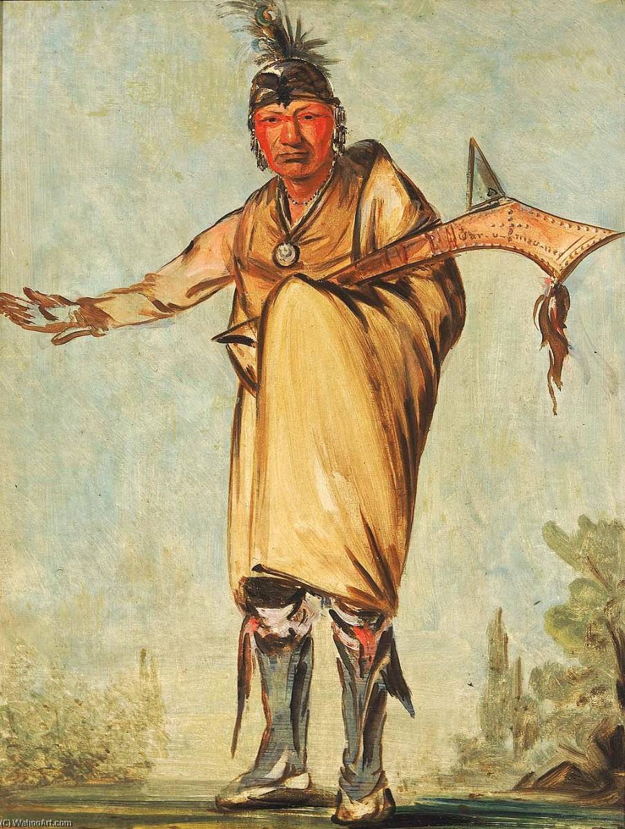 Wikioo.org - The Encyclopedia of Fine Arts - Painting, Artwork by George Catlin - Náw káw, Wood, Former Chief of the Tribe