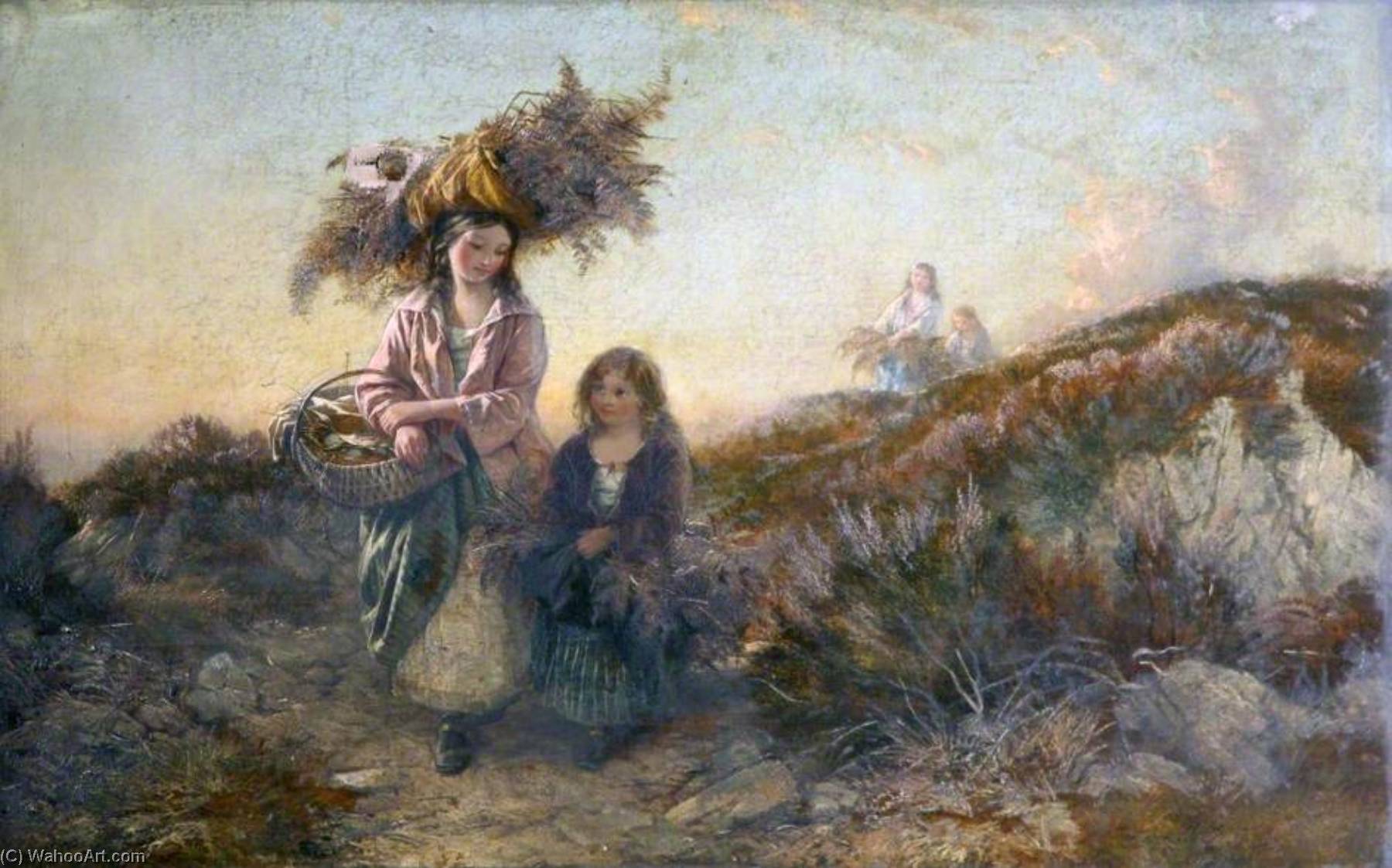 Wikioo.org - The Encyclopedia of Fine Arts - Painting, Artwork by Edward John Cobbett - Women Gathering Heather