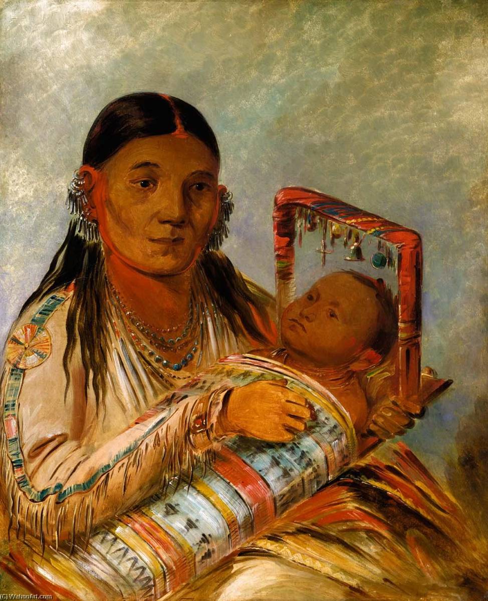 Wikioo.org - The Encyclopedia of Fine Arts - Painting, Artwork by George Catlin - Chée ah ká tchée, Wife of Nót to way