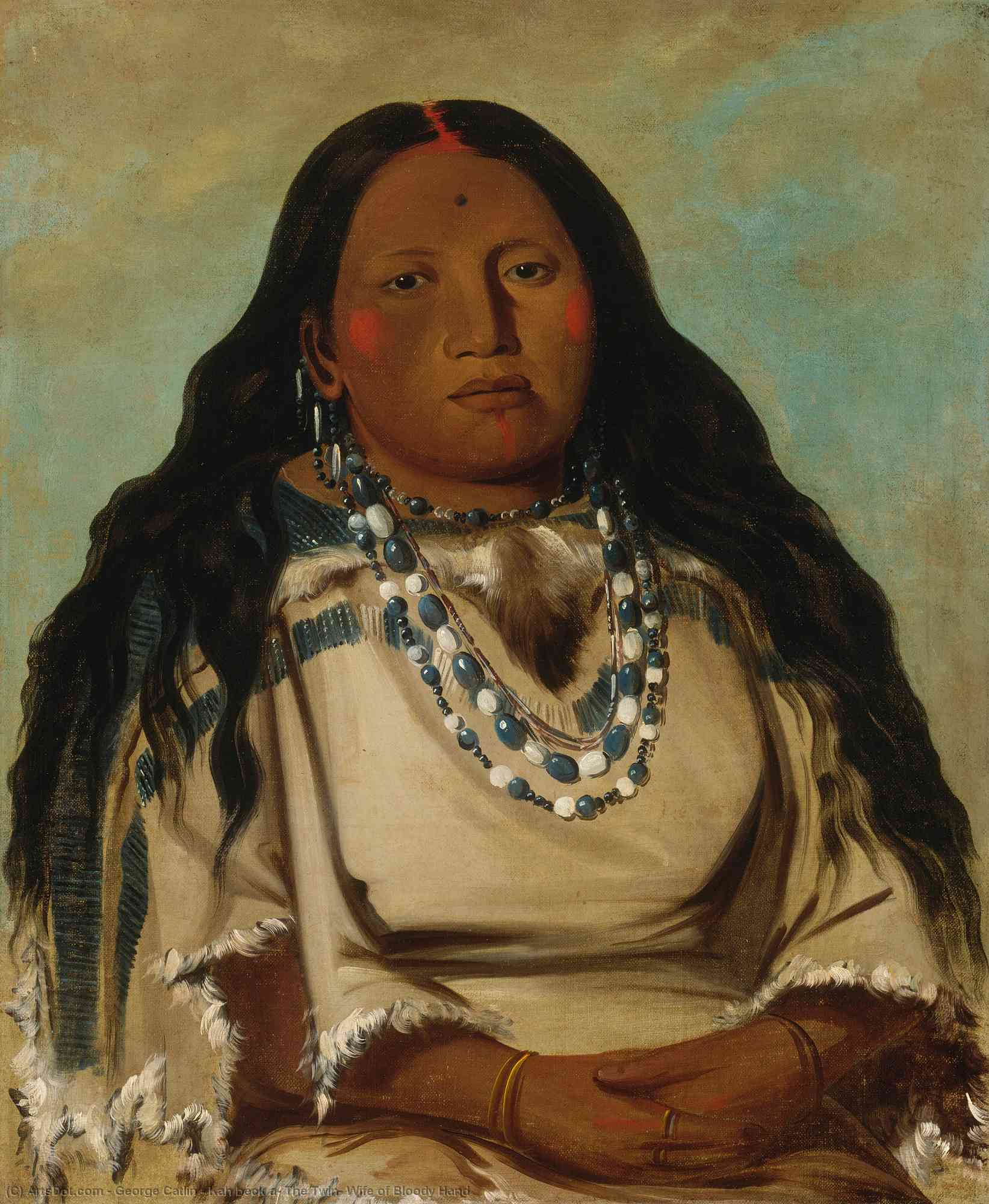 Wikioo.org - The Encyclopedia of Fine Arts - Painting, Artwork by George Catlin - Kah béck a, The Twin, Wife of Bloody Hand