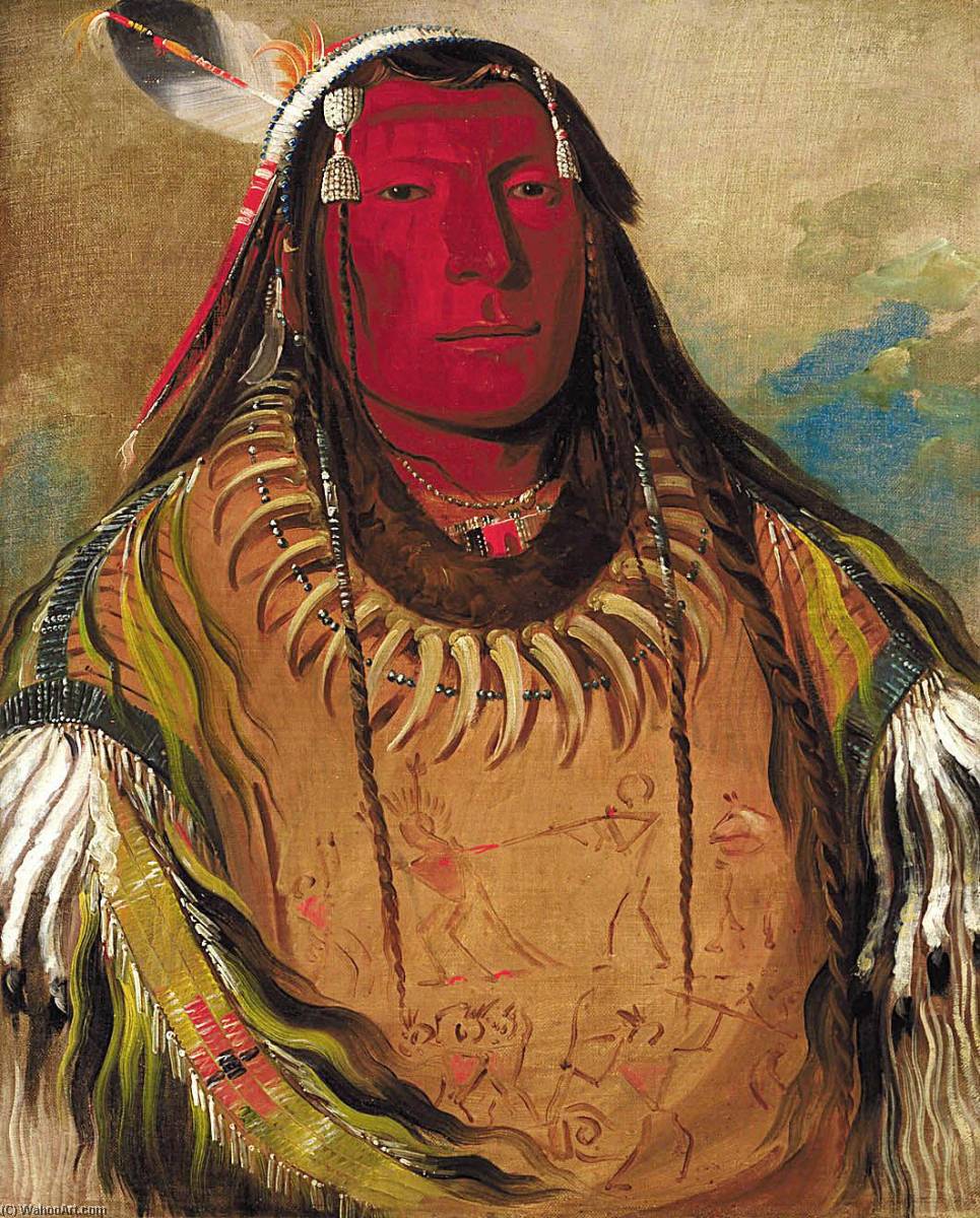 Wikioo.org - The Encyclopedia of Fine Arts - Painting, Artwork by George Catlin - Pa ris ka roó pa, Two Crows, a Chief