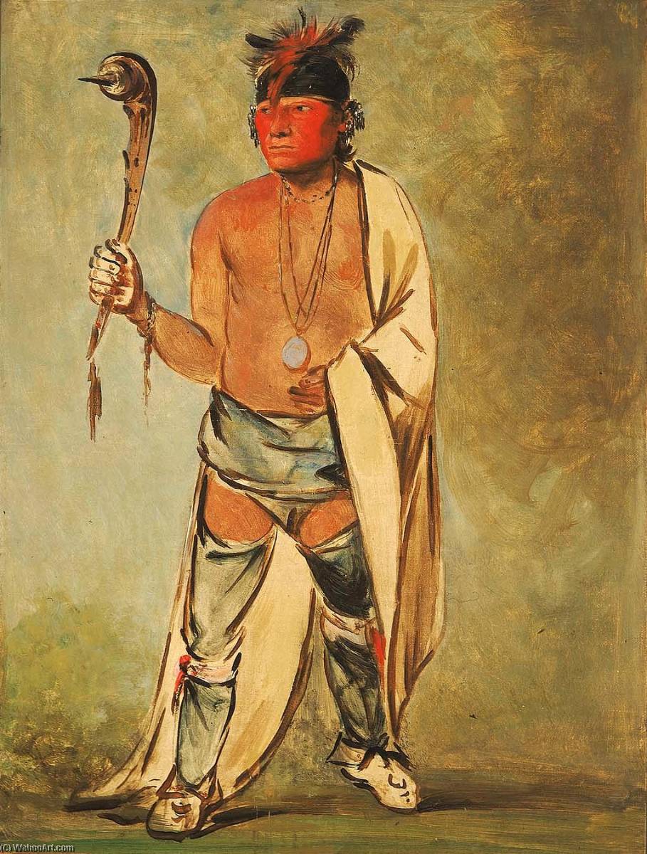 Wikioo.org - The Encyclopedia of Fine Arts - Painting, Artwork by George Catlin - Naugh háigh hee kaw, He Who Moistens the Wood