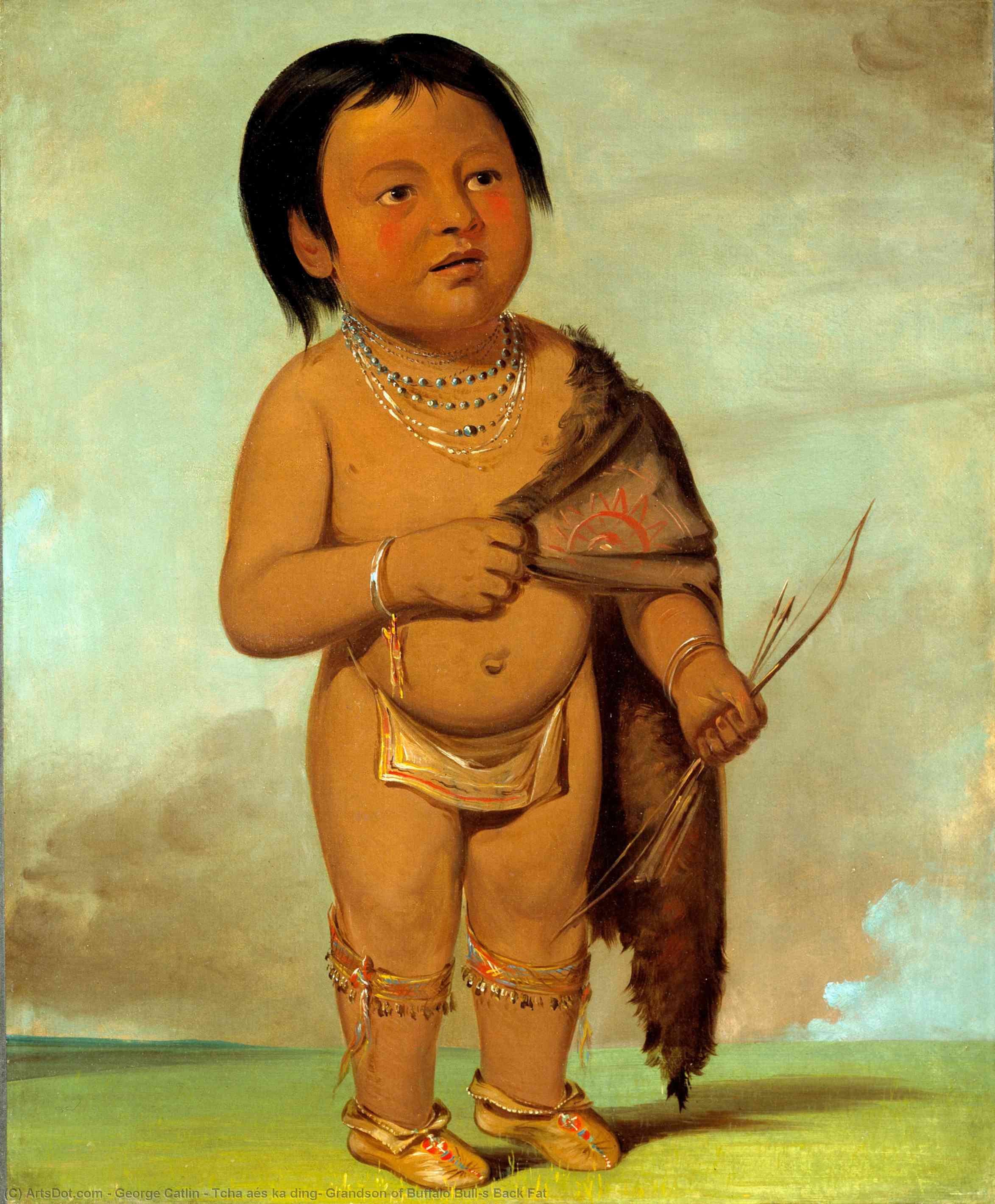 Wikioo.org - The Encyclopedia of Fine Arts - Painting, Artwork by George Catlin - Tcha aés ka ding, Grandson of Buffalo Bull's Back Fat