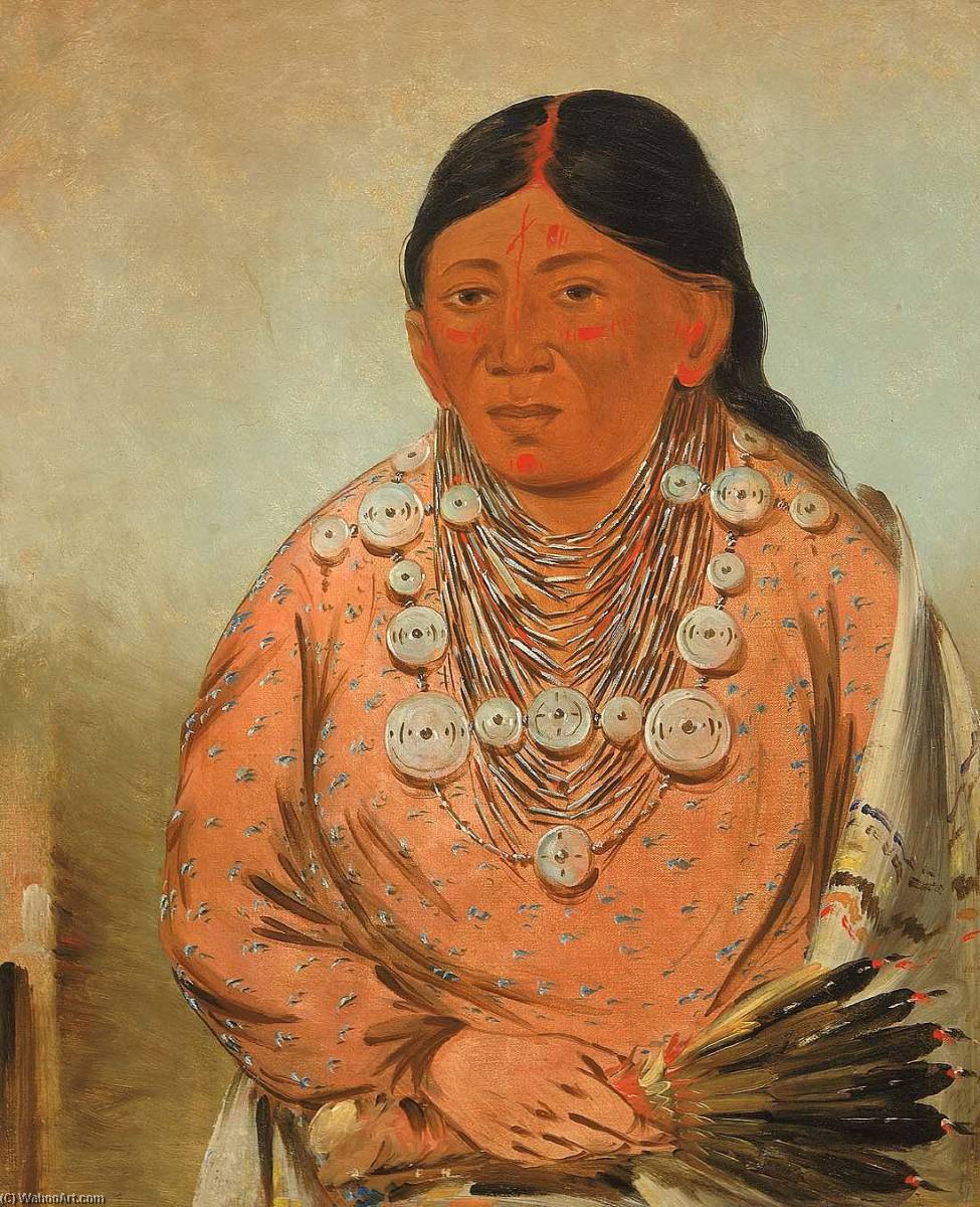Wikioo.org - The Encyclopedia of Fine Arts - Painting, Artwork by George Catlin - A'h tee wát o mee, a Woman
