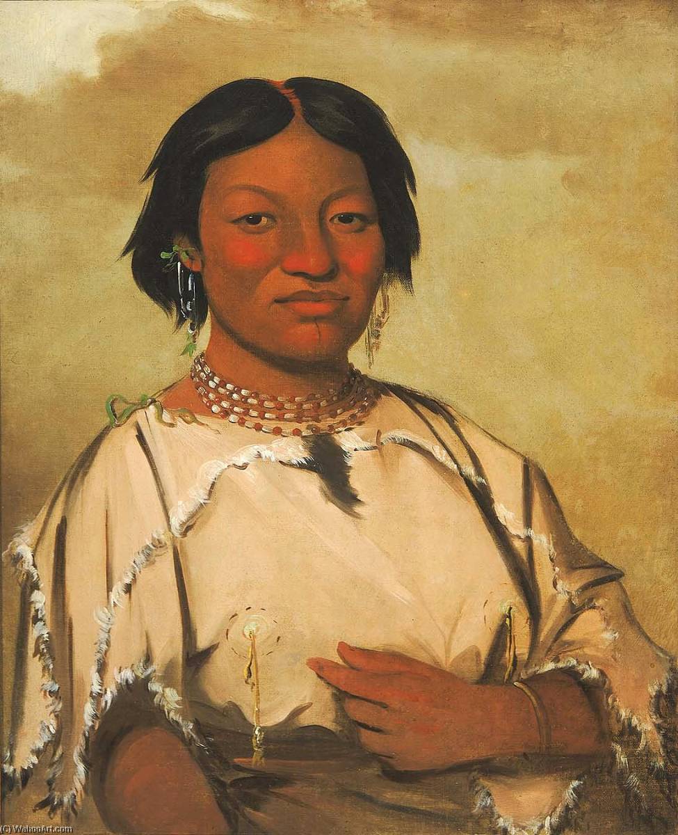 Wikioo.org - The Encyclopedia of Fine Arts - Painting, Artwork by George Catlin - Oó je en á he a, Woman Who Lives in a Bear's Den