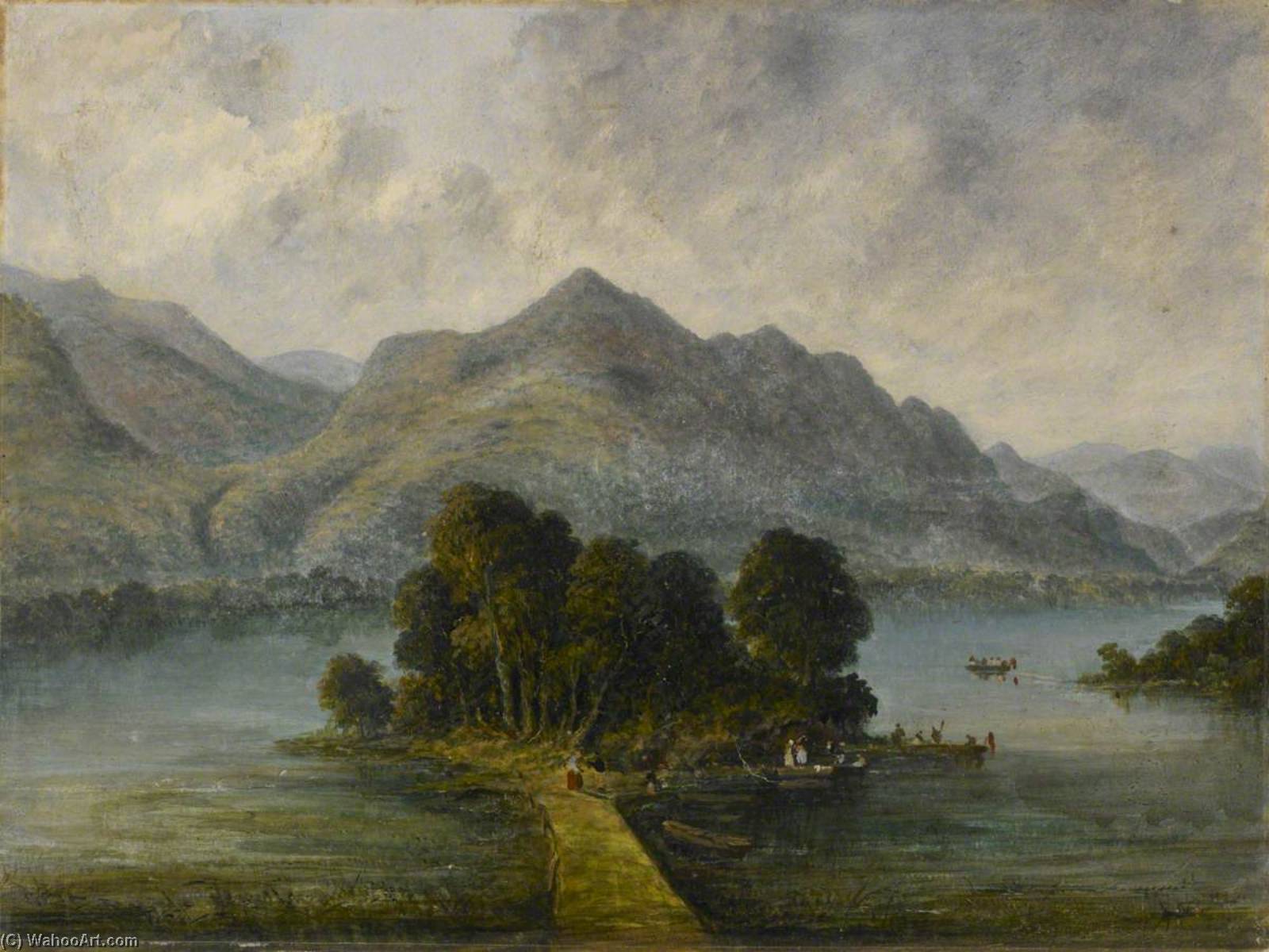 Wikioo.org - The Encyclopedia of Fine Arts - Painting, Artwork by William Robert Houghton - Landing Stage on a River, Western Ghats