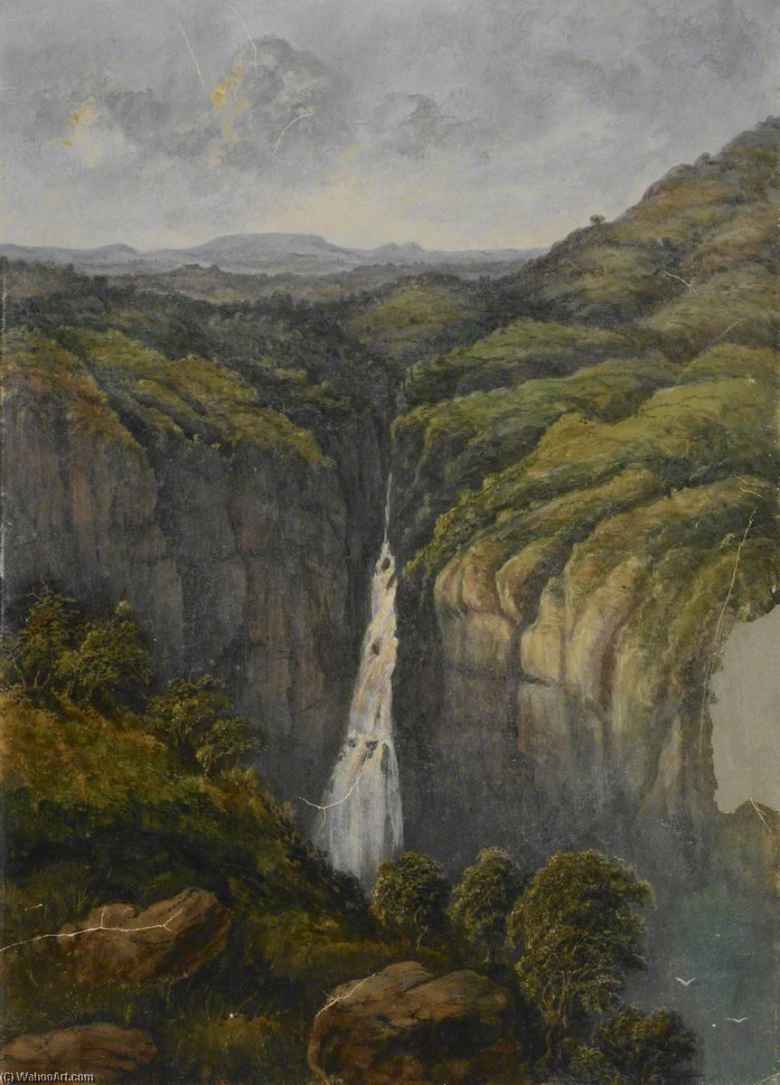 Wikioo.org - The Encyclopedia of Fine Arts - Painting, Artwork by William Robert Houghton - Waterfall in the Western Ghats