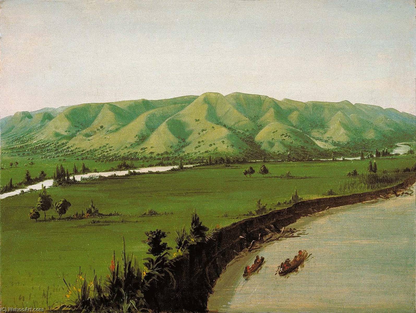 Wikioo.org - The Encyclopedia of Fine Arts - Painting, Artwork by George Catlin - Nishnabottana Bluffs, 1070 Miles above St. Louis