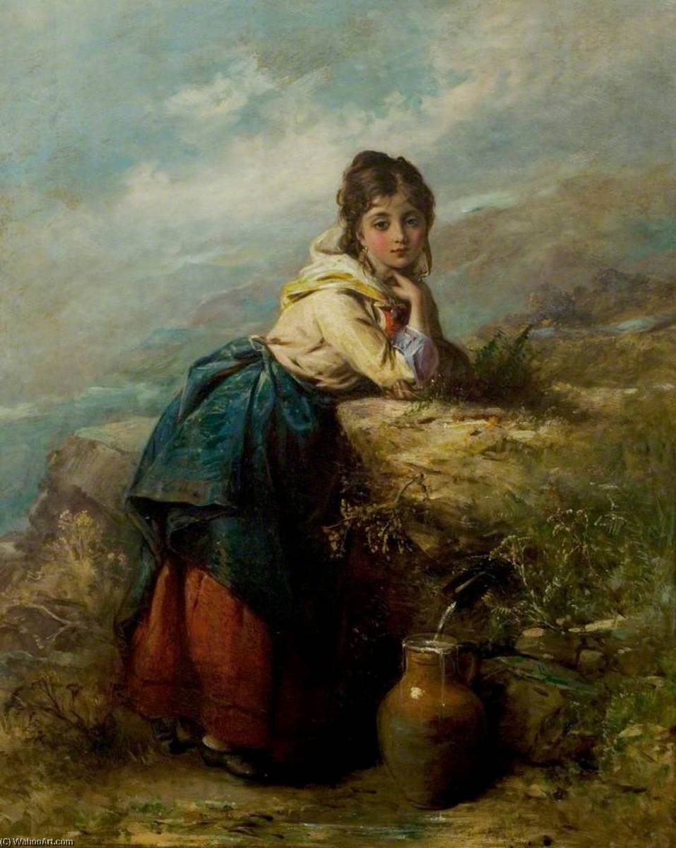 Wikioo.org - The Encyclopedia of Fine Arts - Painting, Artwork by Thomas Kent Pelham - A Mountain Lassie (Girl with a Water Pot)