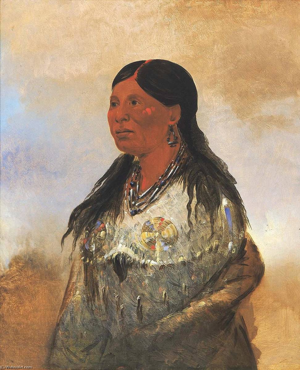 Wikioo.org - The Encyclopedia of Fine Arts - Painting, Artwork by George Catlin - Hón je a pút o, Wife of Bear catcher