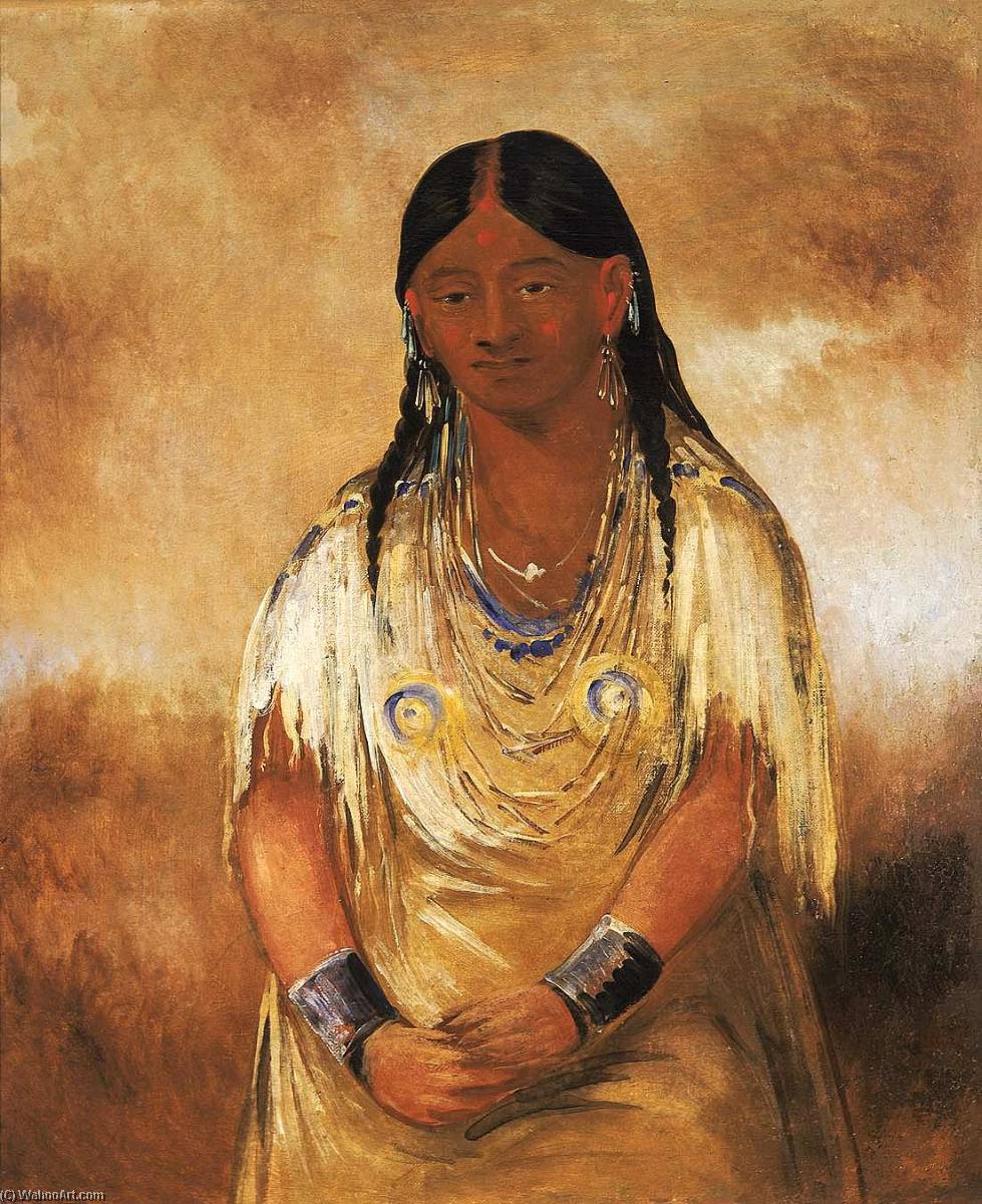 Wikioo.org - The Encyclopedia of Fine Arts - Painting, Artwork by George Catlin - Mún ne o ye, a Woman