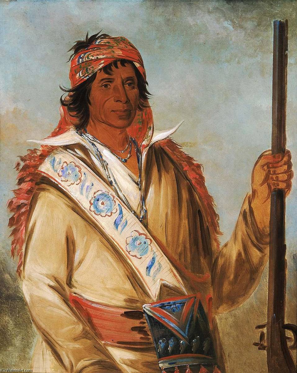 Wikioo.org - The Encyclopedia of Fine Arts - Painting, Artwork by George Catlin - Steeh tcha kó me co, Great King (called Ben Perryman), a Chief