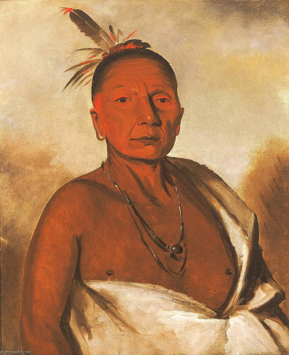 Wikioo.org - The Encyclopedia of Fine Arts - Painting, Artwork by George Catlin - Kid á day, a Distinguished Brave