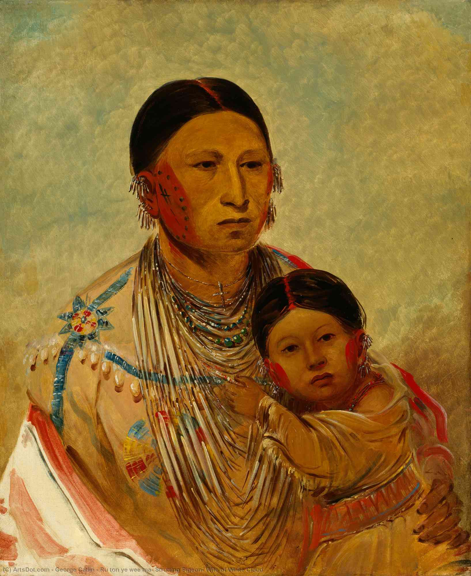 Wikioo.org - The Encyclopedia of Fine Arts - Painting, Artwork by George Catlin - Ru ton ye wee ma, Strutting Pigeon, Wife of White Cloud