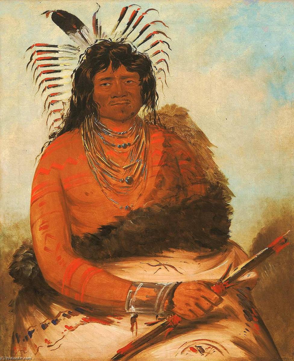 Wikioo.org - The Encyclopedia of Fine Arts - Painting, Artwork by George Catlin - Háh nee, The Beaver, a Warrior
