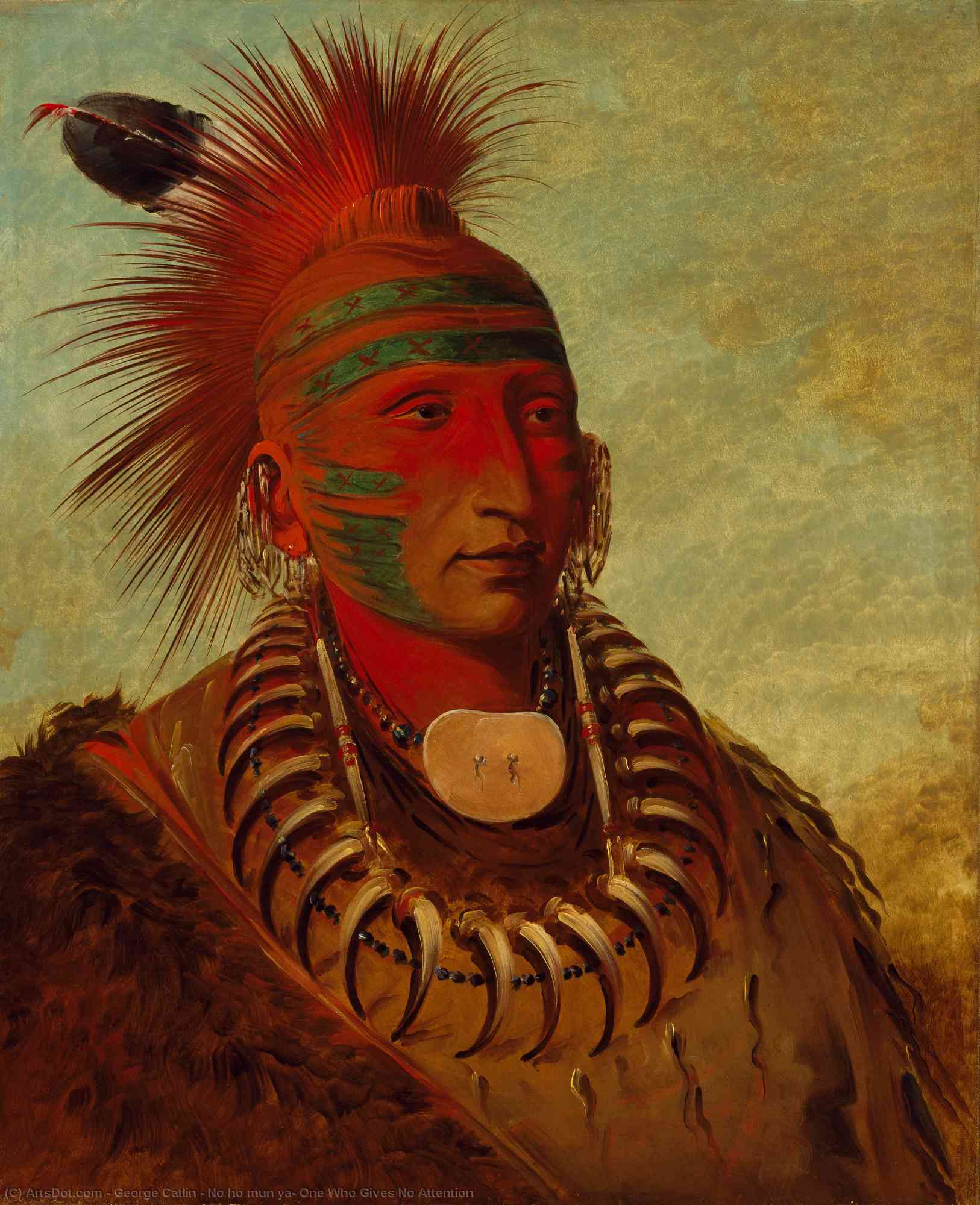Wikioo.org - The Encyclopedia of Fine Arts - Painting, Artwork by George Catlin - No ho mun ya, One Who Gives No Attention