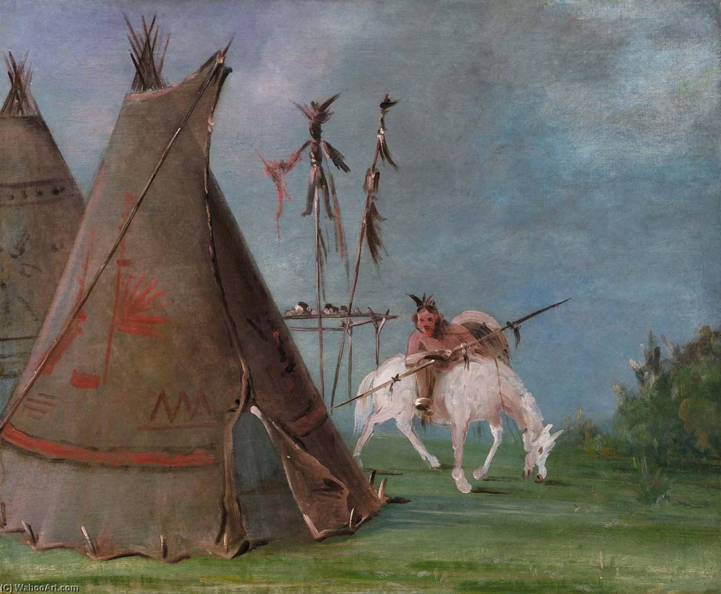 Wikioo.org - Bách khoa toàn thư về mỹ thuật - Vẽ tranh, Tác phẩm nghệ thuật George Catlin - Comanche Lodge of Buffalo Skins