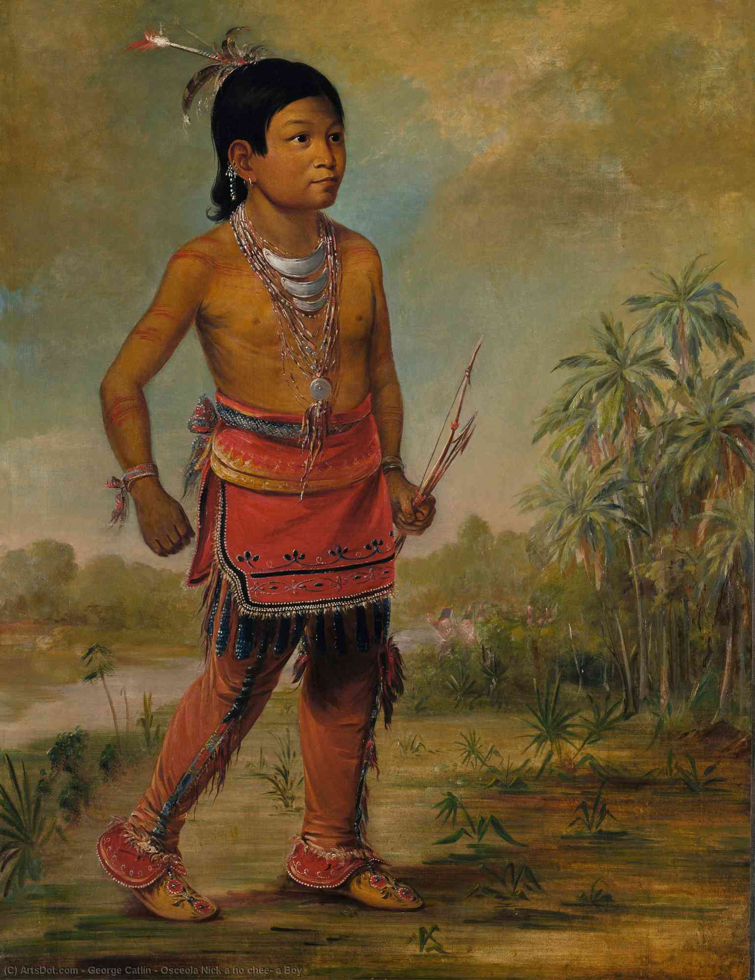 Wikioo.org - The Encyclopedia of Fine Arts - Painting, Artwork by George Catlin - Osceola Nick a no chee, a Boy
