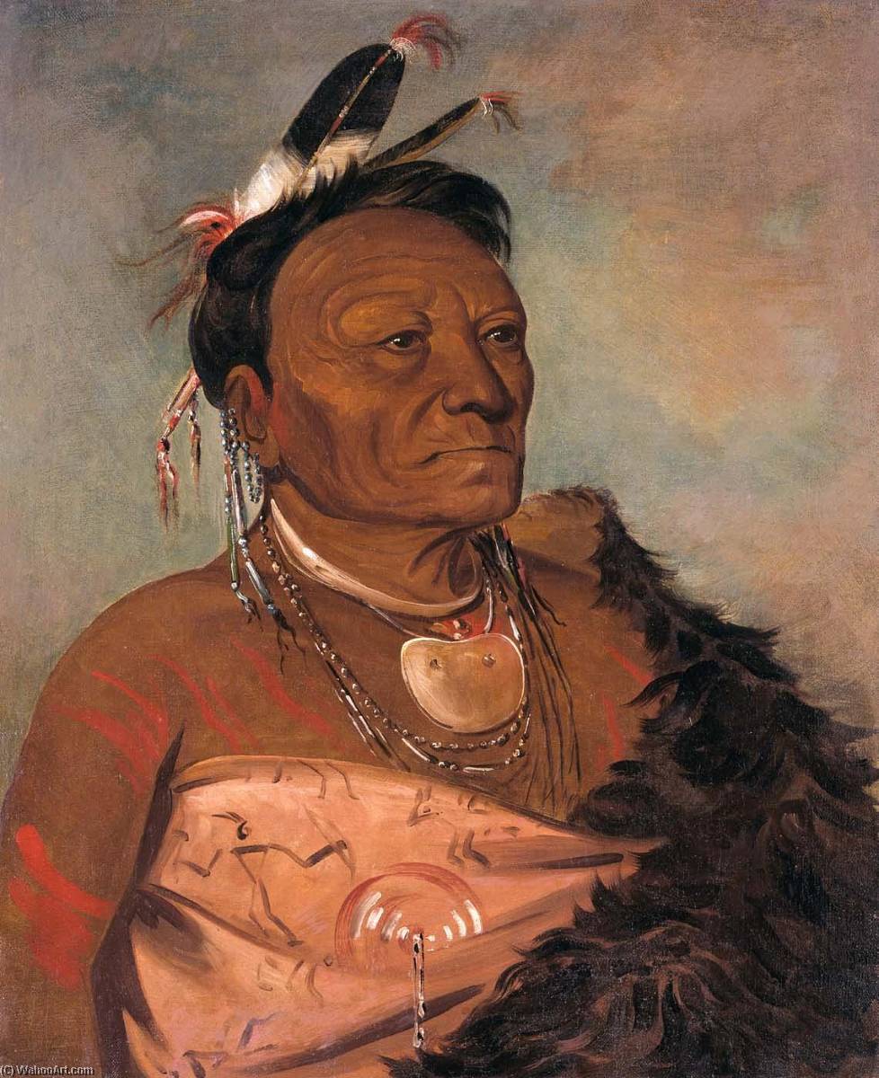 Wikioo.org - The Encyclopedia of Fine Arts - Painting, Artwork by George Catlin - Wee tá ra shá ro, Head Chief of the Tribe