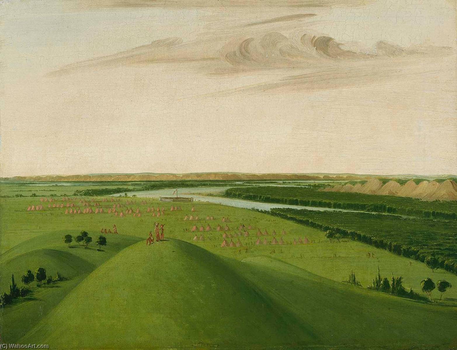 Wikioo.org - The Encyclopedia of Fine Arts - Painting, Artwork by George Catlin - Fort Union, Mouth of the Yellowstone River, 2000 Miles above St. Louis