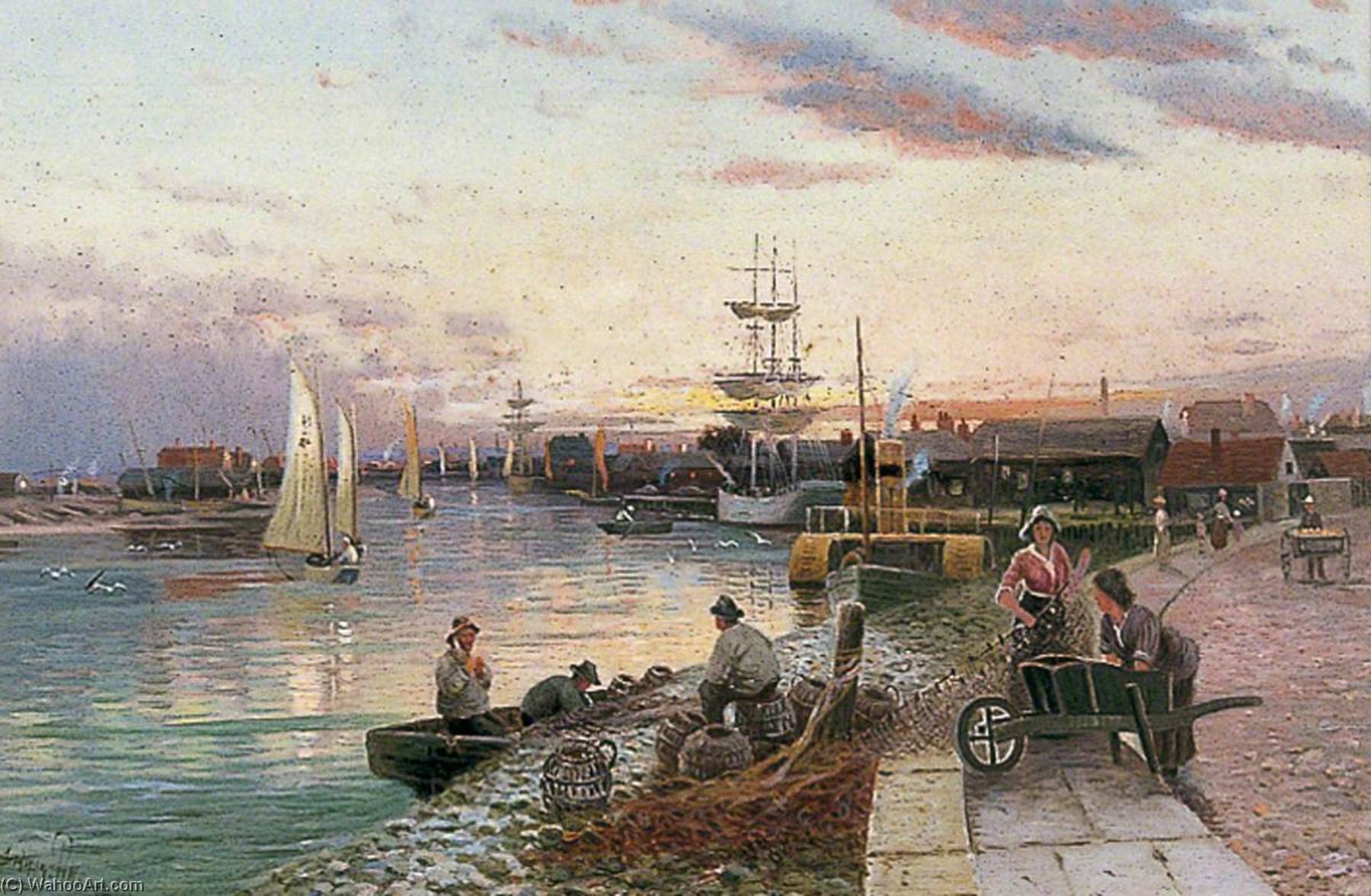 Wikioo.org - The Encyclopedia of Fine Arts - Painting, Artwork by Sidney Pike - Fishermen beside a River Mouth