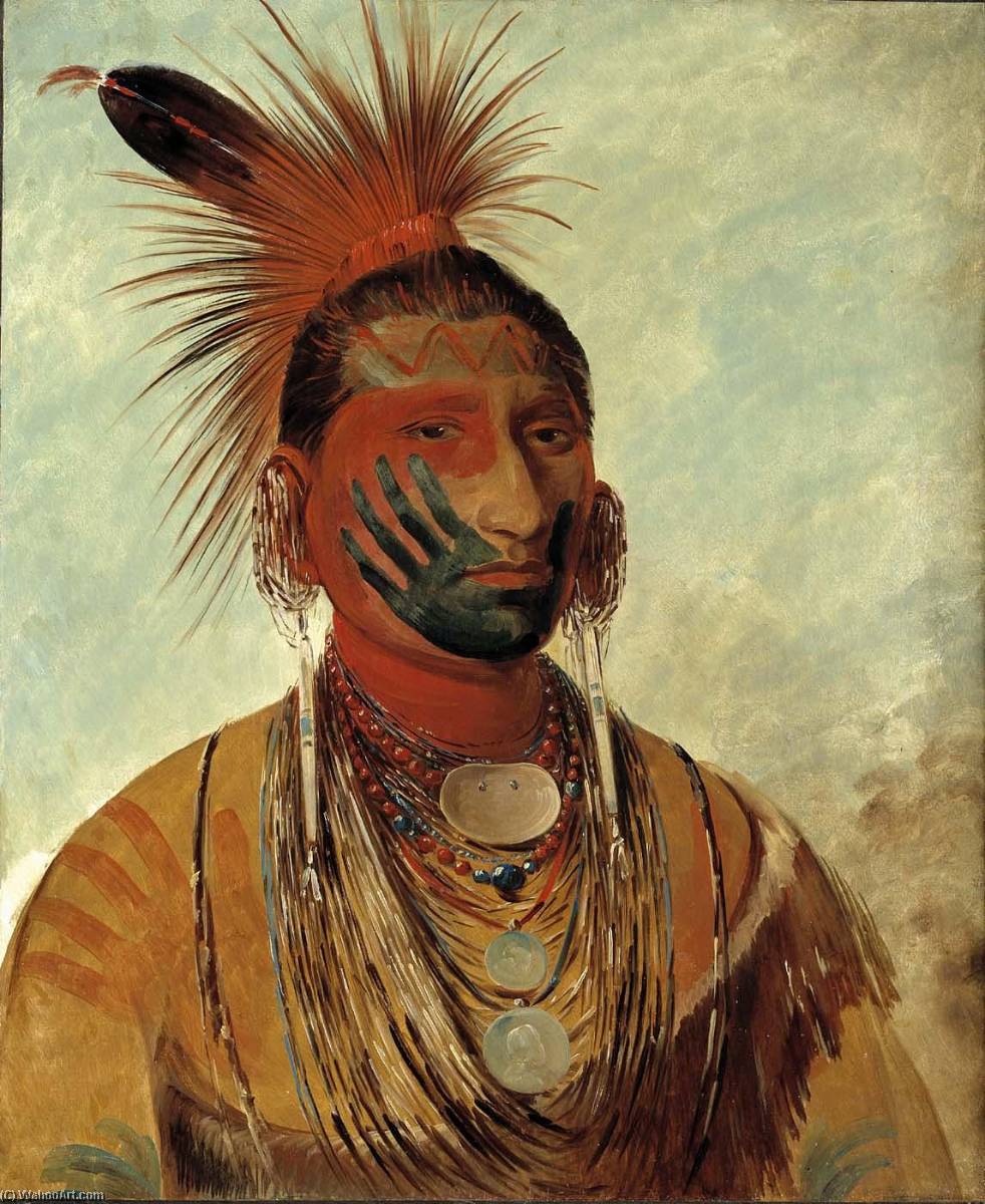 Wikioo.org - The Encyclopedia of Fine Arts - Painting, Artwork by George Catlin - Wash ka mon ya, Fast Dancer, a Warrior