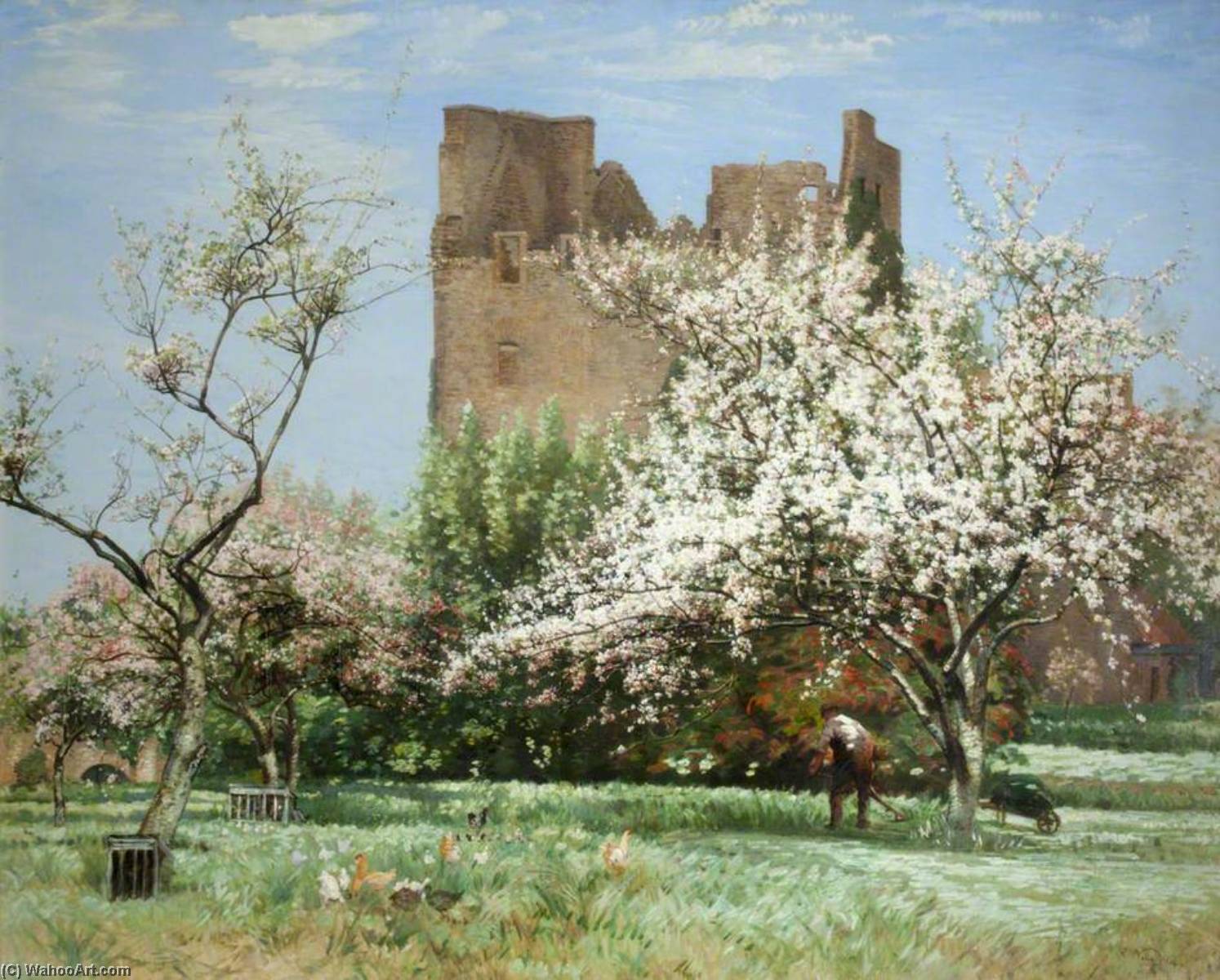 Wikioo.org - The Encyclopedia of Fine Arts - Painting, Artwork by Robert Noble - An Old Castle Orchard, Longniddry