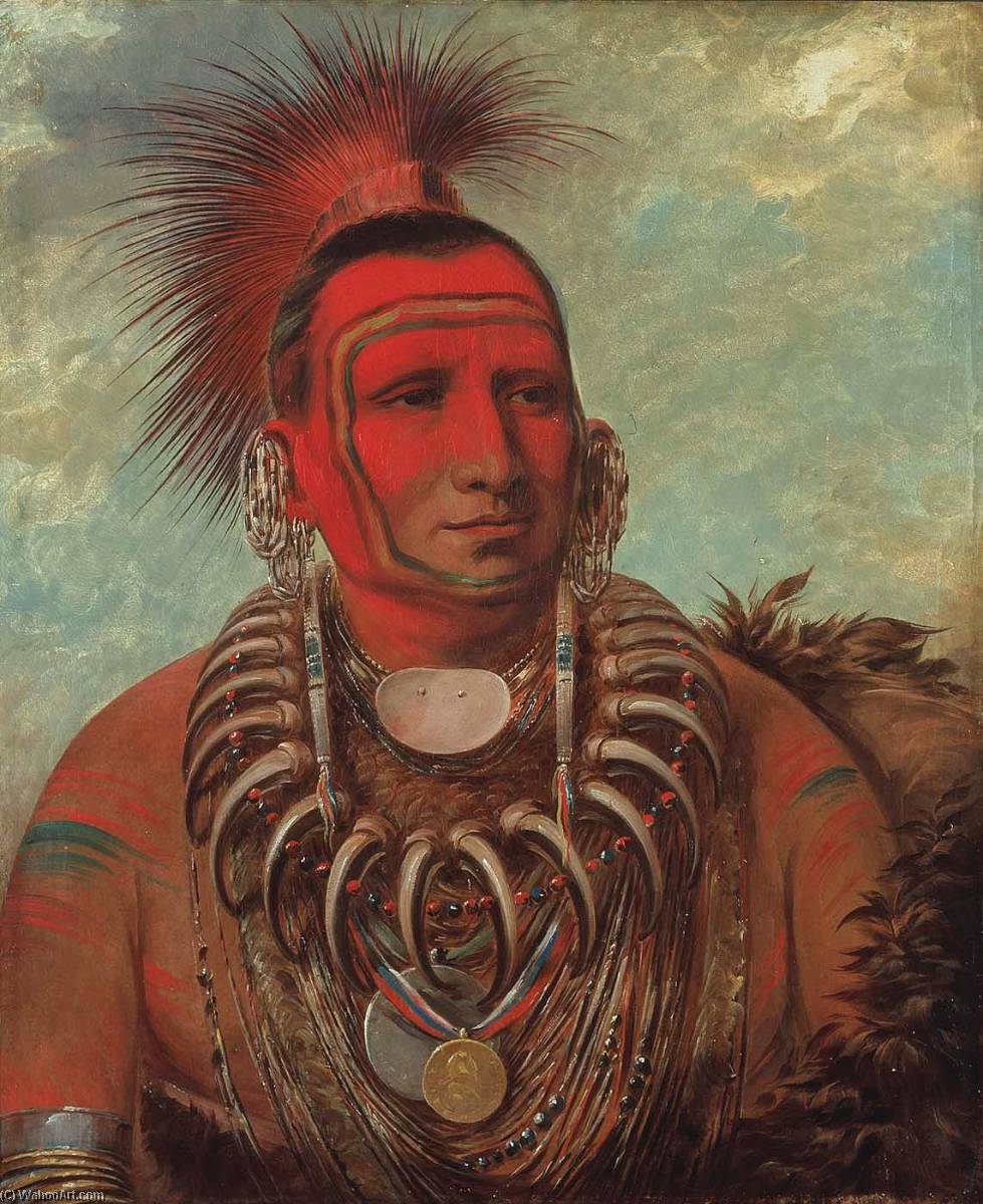 Wikioo.org - The Encyclopedia of Fine Arts - Painting, Artwork by George Catlin - Shon ta yi ga, Little Wolf, a Famous Warrior