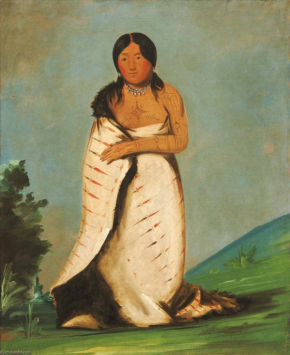 Wikioo.org - The Encyclopedia of Fine Arts - Painting, Artwork by George Catlin - Hee láh dee, Pure Fountain, Wife of The Smoke