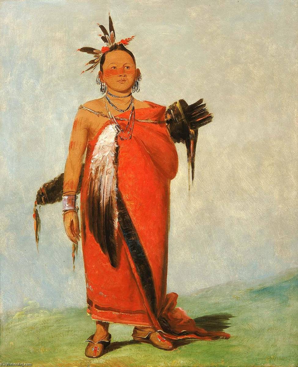 Wikioo.org - The Encyclopedia of Fine Arts - Painting, Artwork by George Catlin - Hongs káy dee, Great Chief, Son of The Smoke
