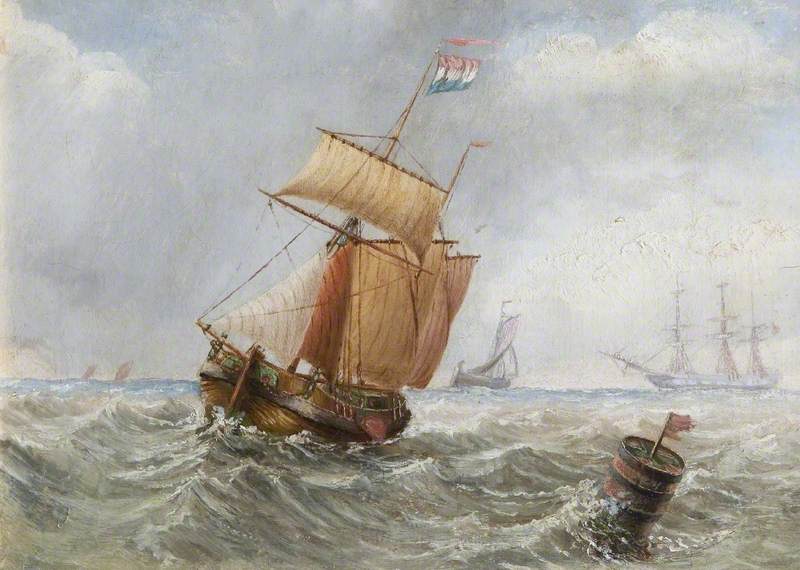 Wikioo.org - The Encyclopedia of Fine Arts - Painting, Artwork by William Richard Bunting - Two Masted Ship at Sea
