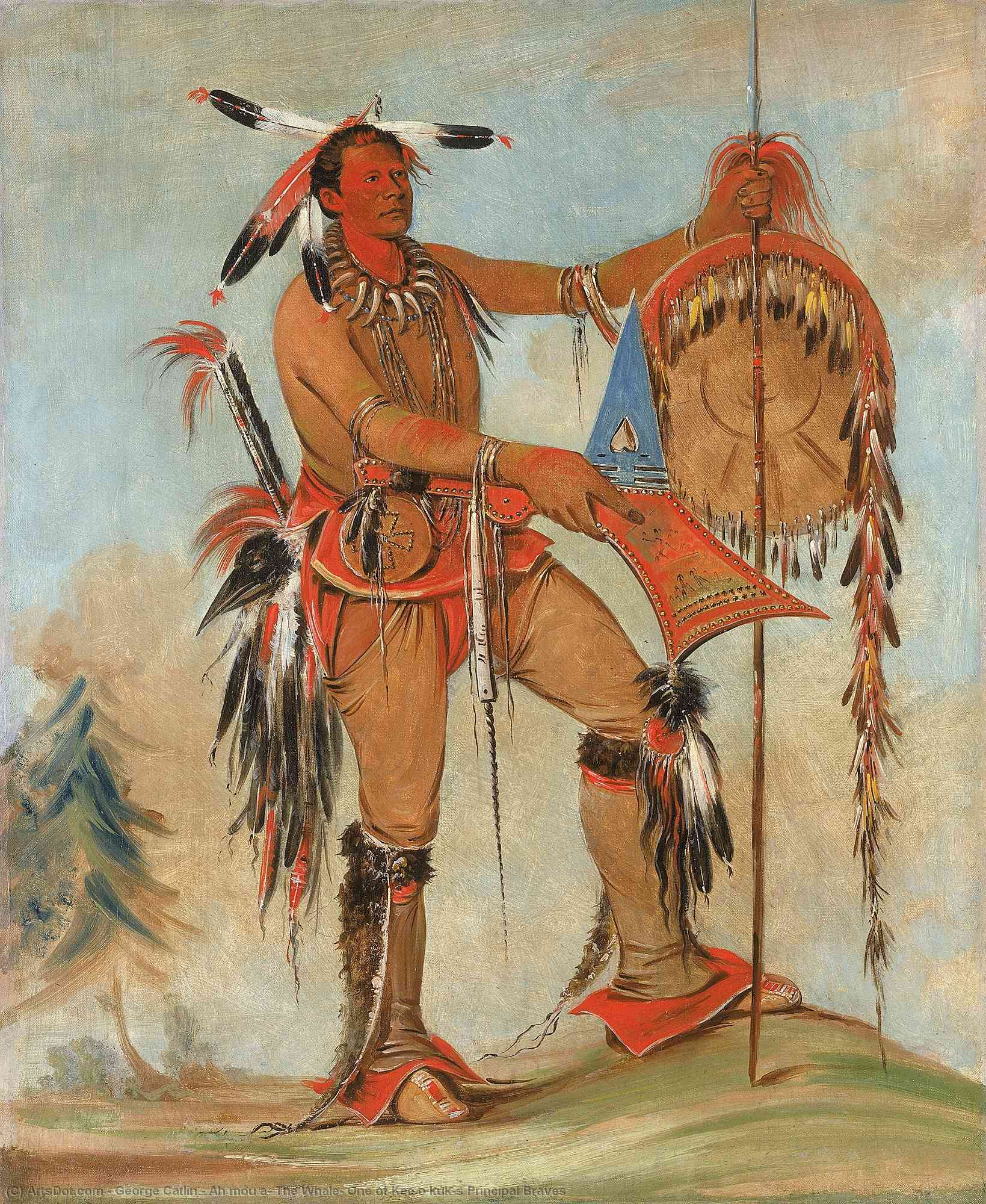 Wikioo.org - The Encyclopedia of Fine Arts - Painting, Artwork by George Catlin - Ah móu a, The Whale, One of Kee o kúk's Principal Braves