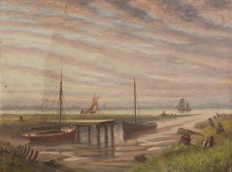 Wikioo.org - The Encyclopedia of Fine Arts - Painting, Artwork by William Richard Bunting - The Last Phase of Grimsby's Old Harbour Entrance, Lincolnshire