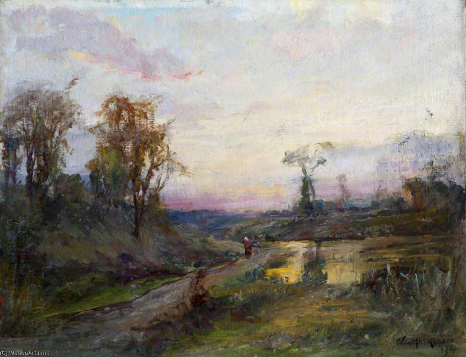 Wikioo.org - The Encyclopedia of Fine Arts - Painting, Artwork by William Gibbes Mackenzie - Evening Landscape