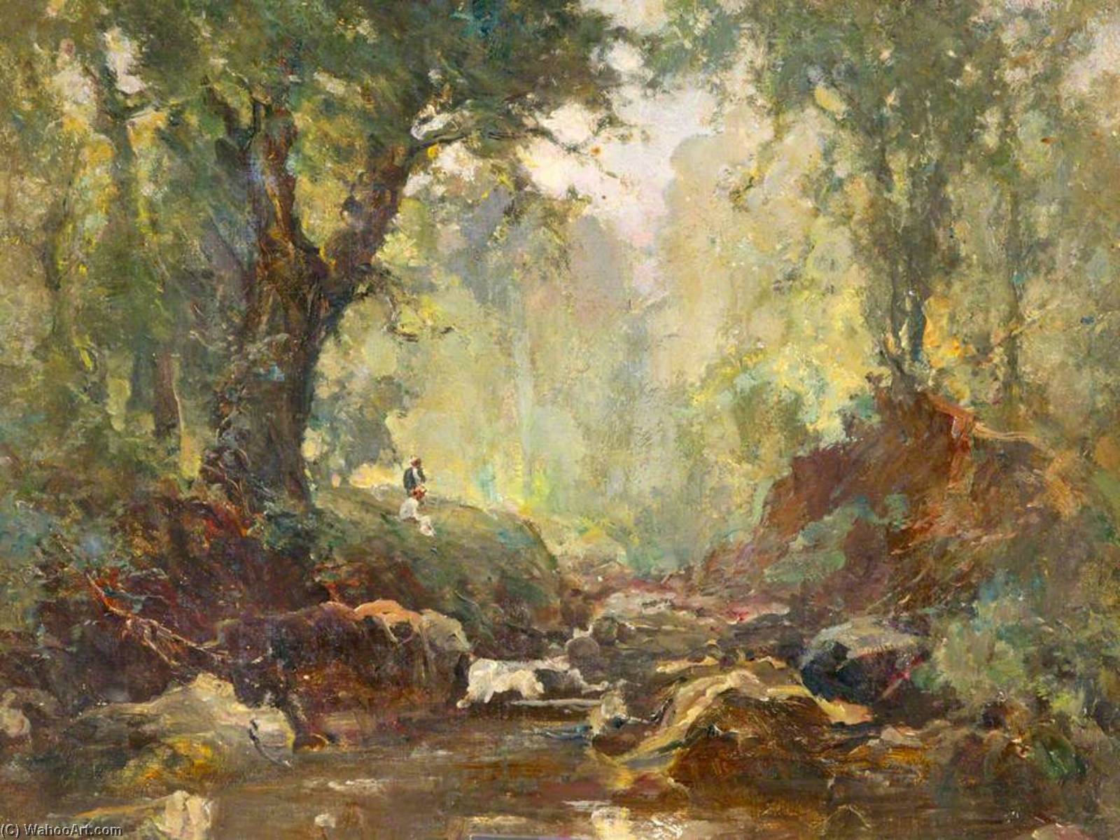 Wikioo.org - The Encyclopedia of Fine Arts - Painting, Artwork by William Gibbes Mackenzie - River Landscape (possibly Bryansford or Crawfordsburn )