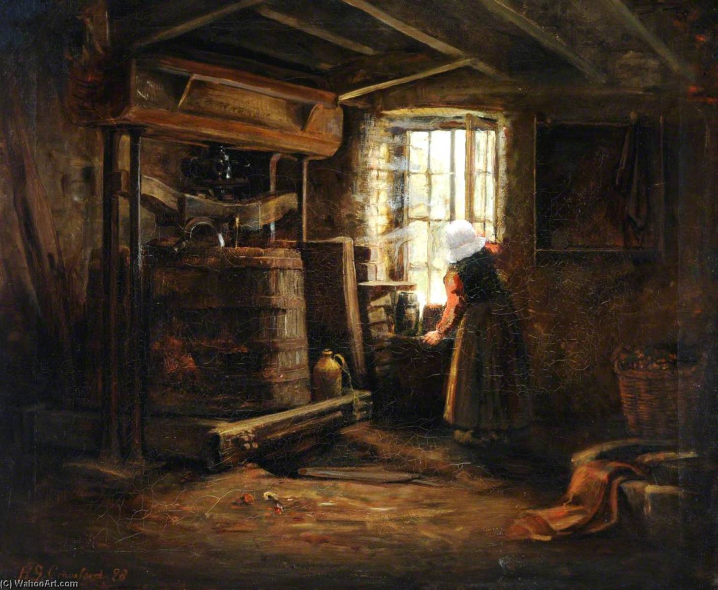 Wikioo.org - The Encyclopedia of Fine Arts - Painting, Artwork by Richard Goldie Crawford - A Jersey Cider Press