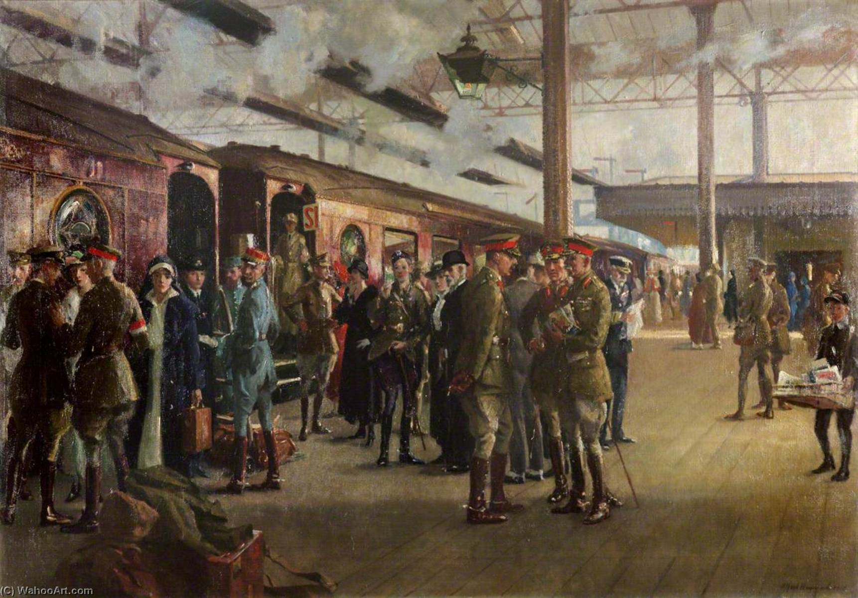 Wikioo.org - The Encyclopedia of Fine Arts - Painting, Artwork by Alfred Robert Hayward - The Staff Train at Charing Cross Station