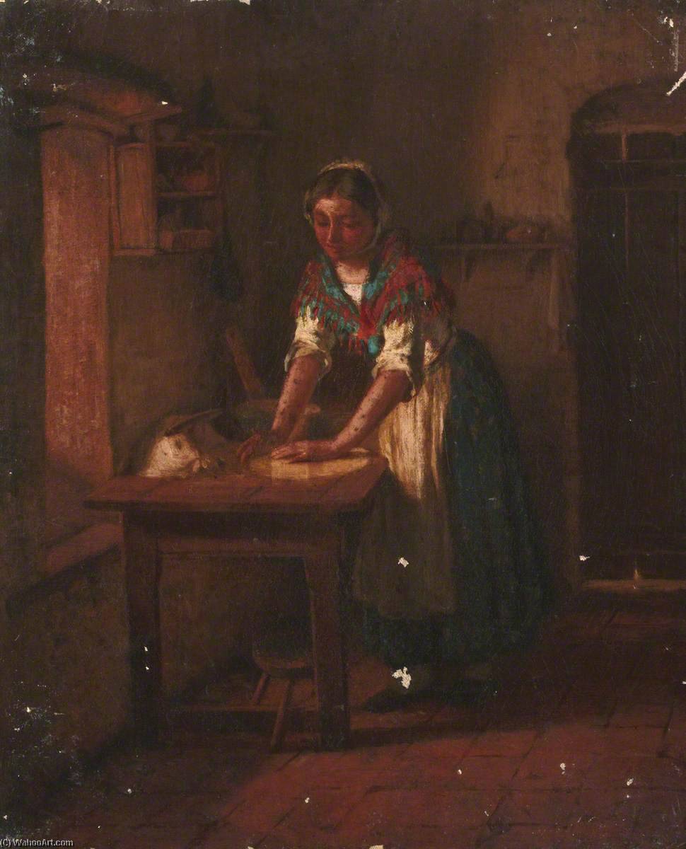 Wikioo.org - The Encyclopedia of Fine Arts - Painting, Artwork by Thomas Stuart Smith - Woman Kneading Dough