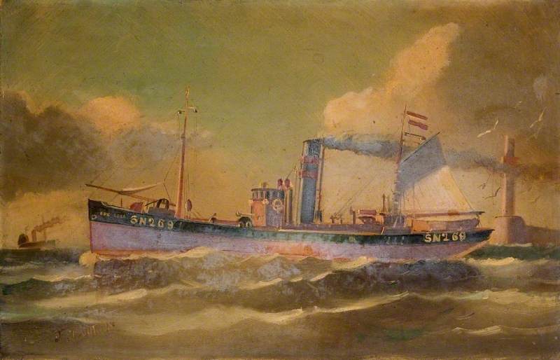 Wikioo.org - The Encyclopedia of Fine Arts - Painting, Artwork by J. Bourne - The Trawler 'Ben Lora'