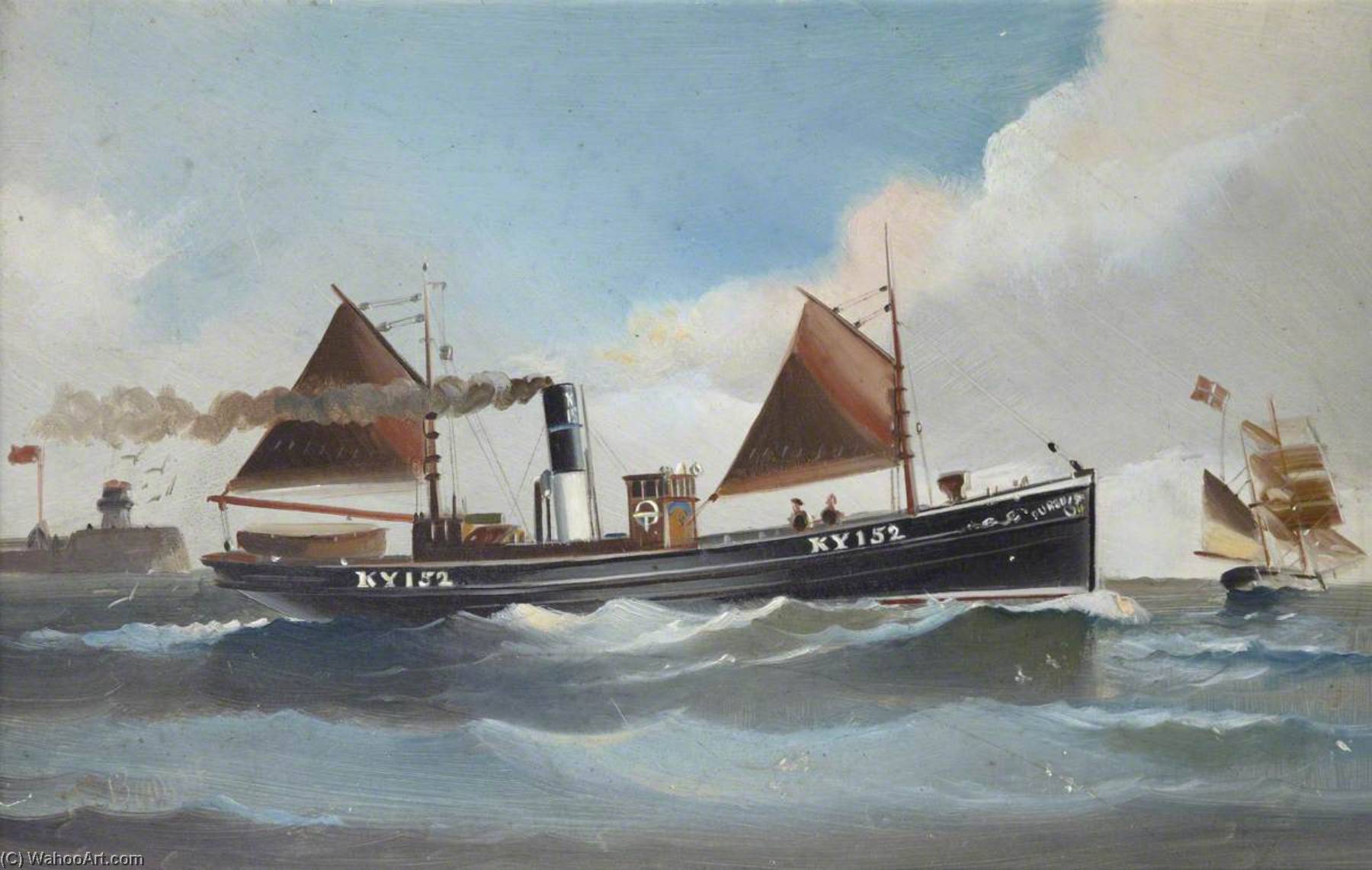 Wikioo.org - The Encyclopedia of Fine Arts - Painting, Artwork by J. Bourne - Steam Drifter 'Pursuit' (KY152)