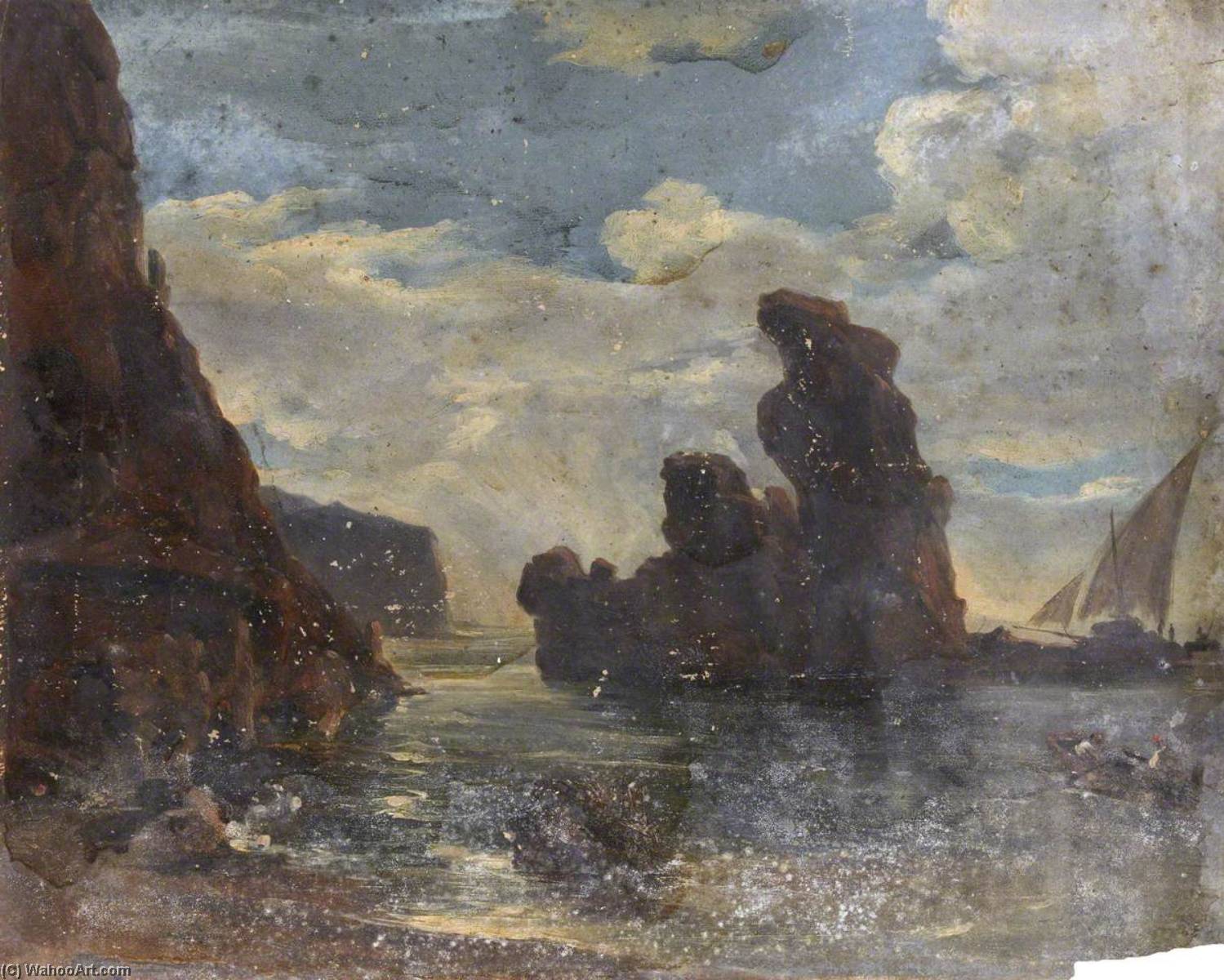 Wikioo.org - The Encyclopedia of Fine Arts - Painting, Artwork by Thomas Stuart Smith - Rocky Outcrop in the Water