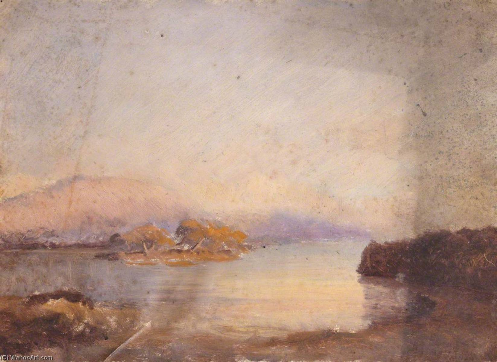 WikiOO.org - Enciklopedija dailės - Tapyba, meno kuriniai Thomas Stuart Smith - Lake with Mountains