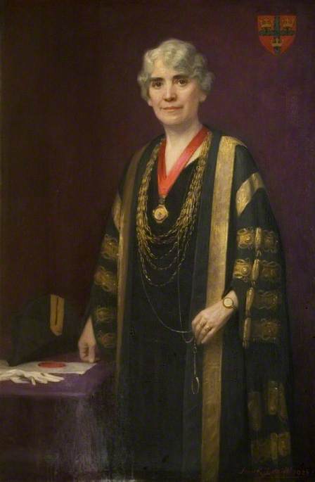 WikiOO.org - Enciklopedija dailės - Tapyba, meno kuriniai Frank Robinson Daniell - Councillor Catherine Buchanan Alderton, JP (The first woman Mayor of Colchester, 1923–1924)
