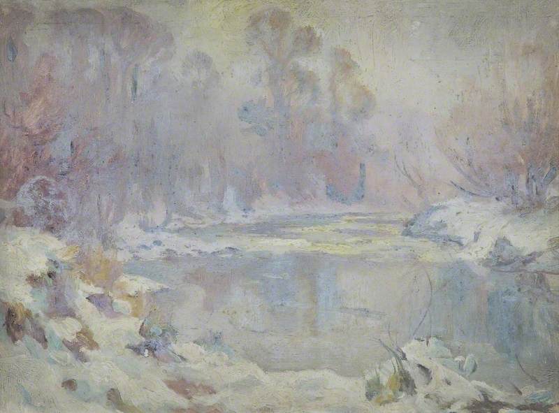 Wikioo.org - The Encyclopedia of Fine Arts - Painting, Artwork by Harry William Adams - River Scene in Winter