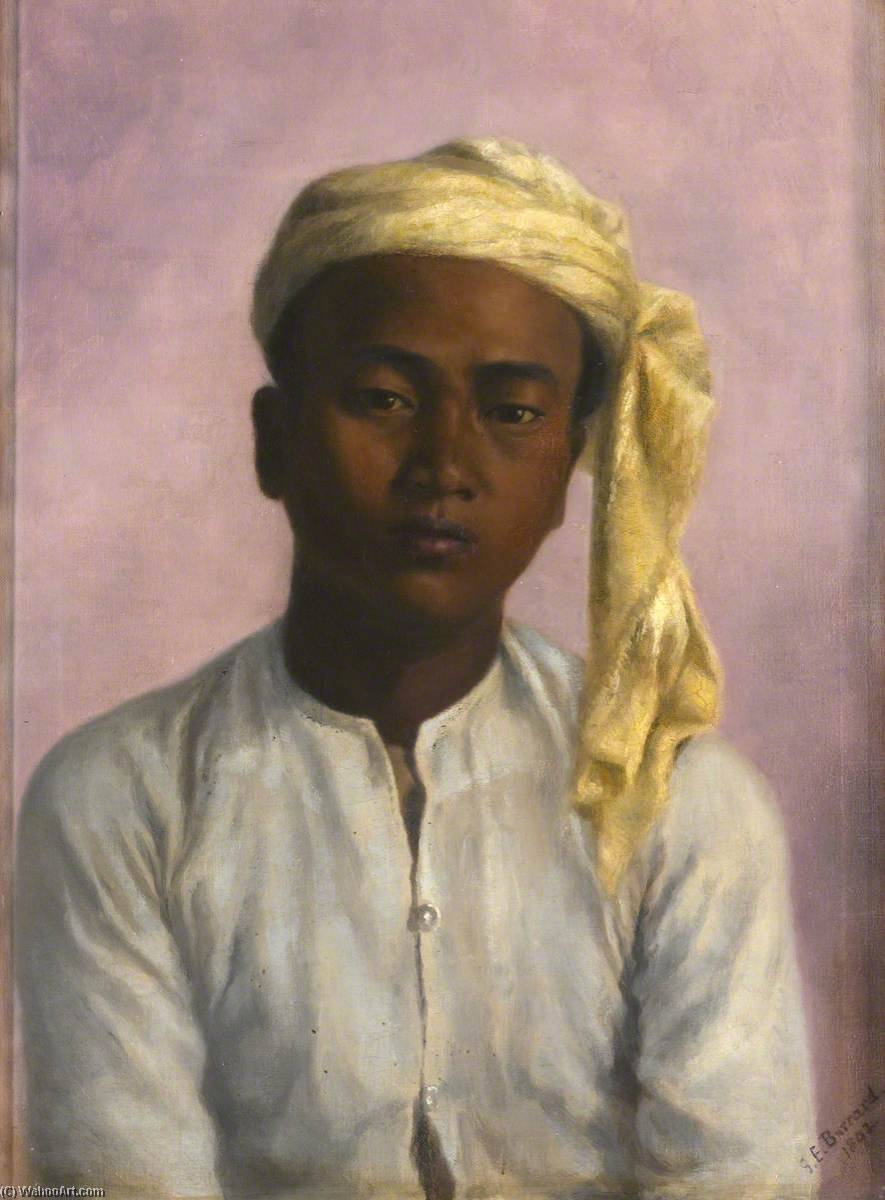 Wikioo.org - The Encyclopedia of Fine Arts - Painting, Artwork by Gertrude Ellen Burrard - Maung Pe, a Chaprasi (messenger) in the Triangulation Survey Party (brought from Burma by Captain C. F. Close, RE)